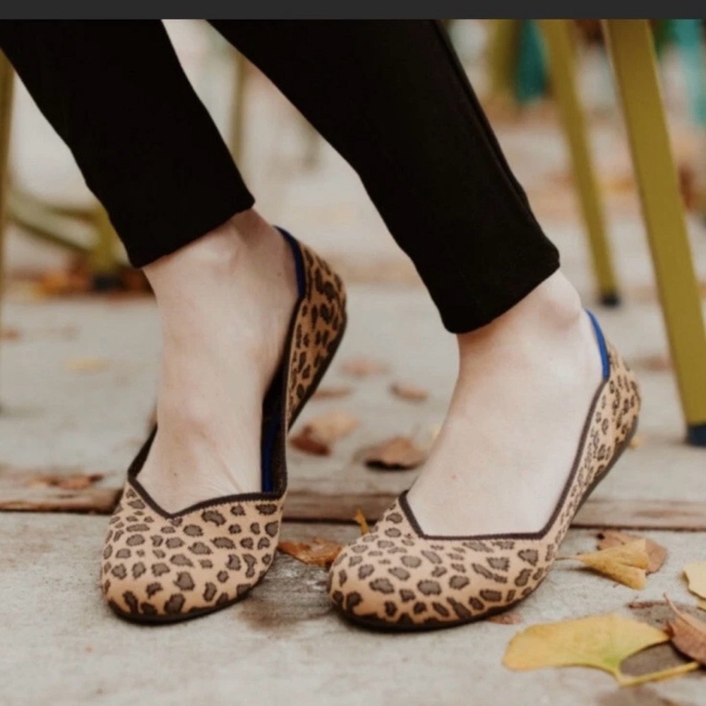 Rothy’s The Flat Classic Cheetah Print Knit Ballet Flats Shoes Women’s 10.5 - Picture 10 of 14